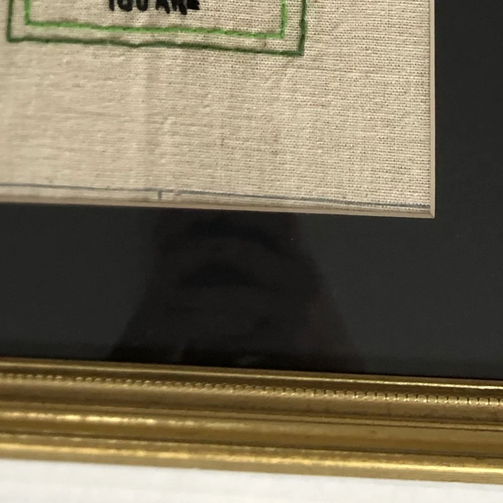 Vtg Frog Embroidery Art with Gold Frame - Picture 12 of 13